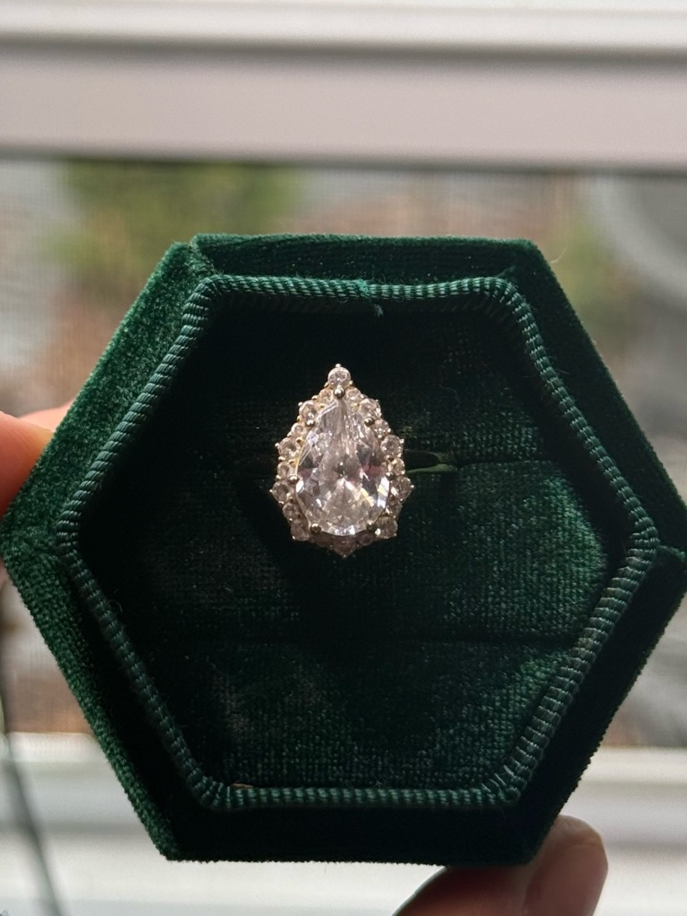 Pear-Cut Halo Ring s925+Gold plated